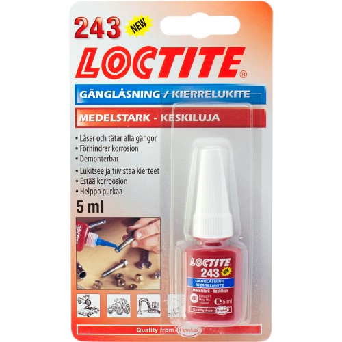 Gjengelås LOCTITE 243 middels sterk