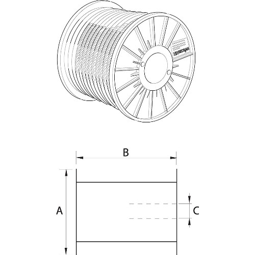 Stålwire BEDSAB PVC-belagt på spole